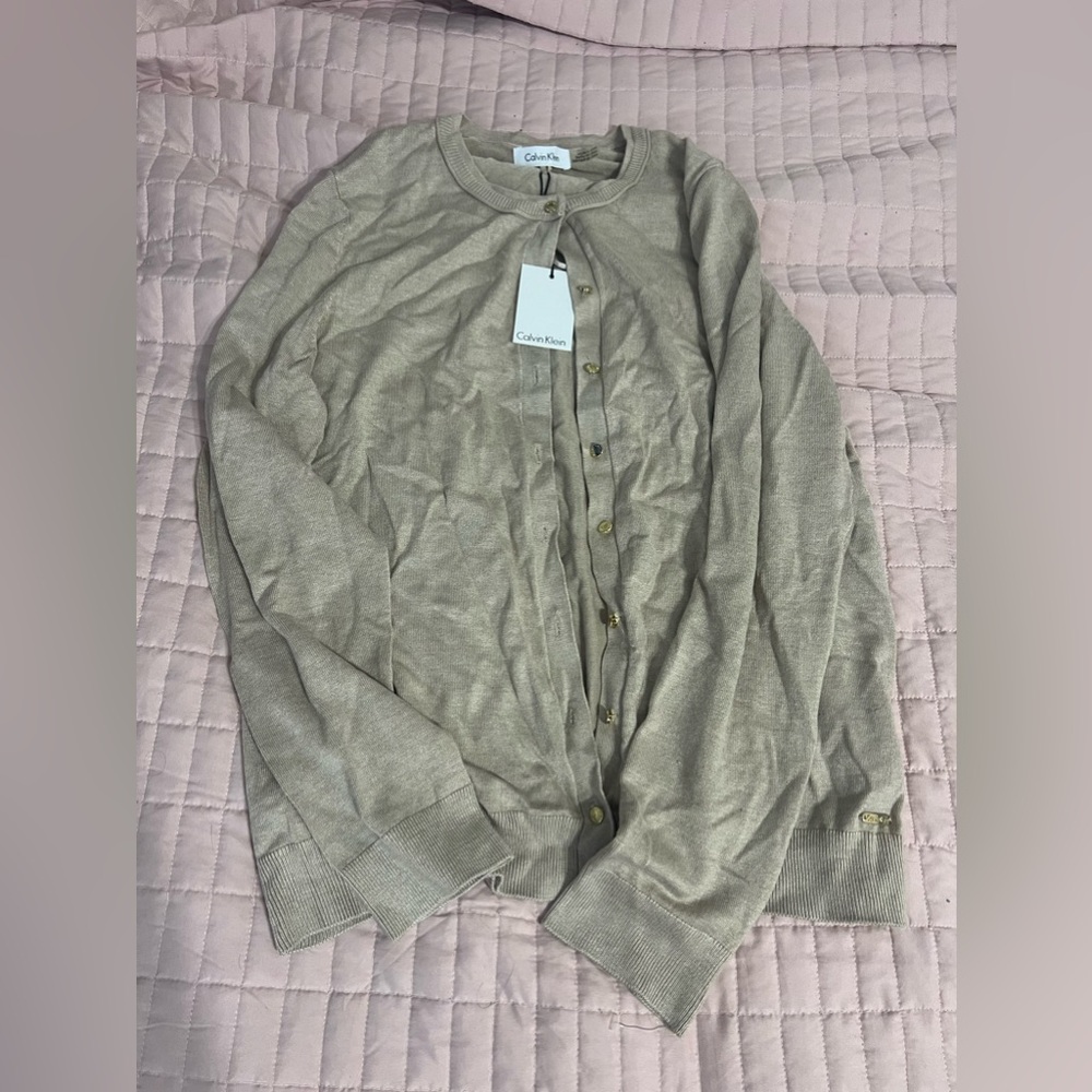 tan cardigan